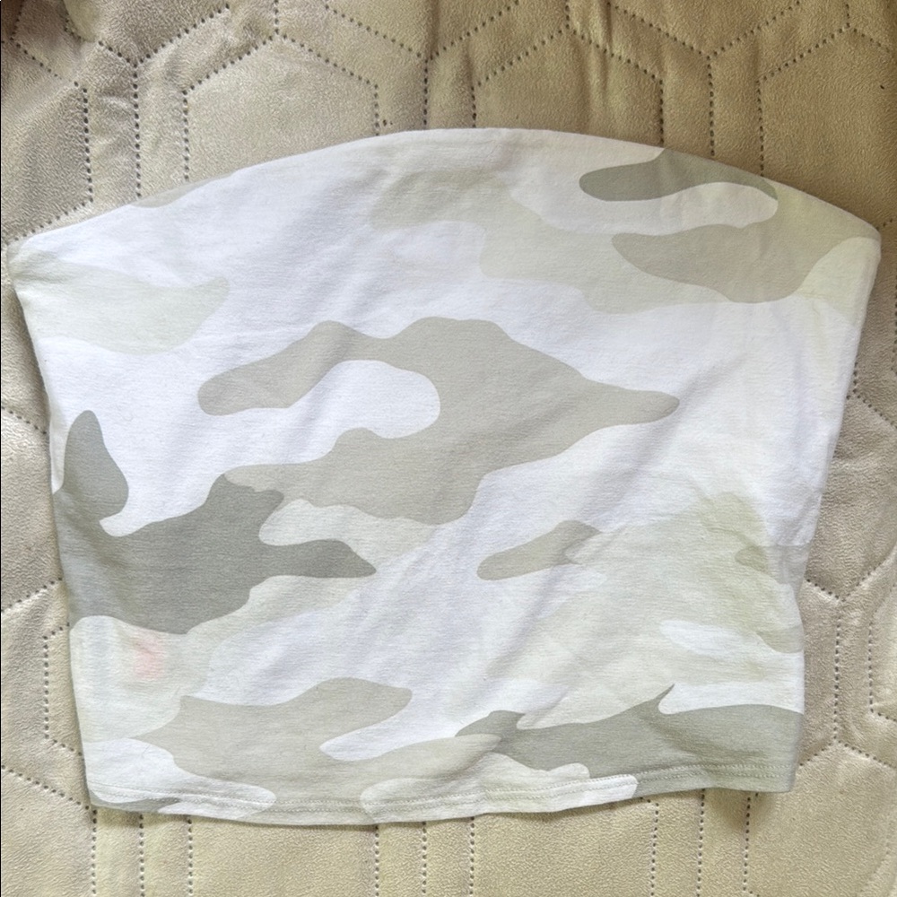 PINK Victoria's Secret White and Gray Camouflage Tube Top